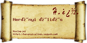 Herényi Éliás névjegykártya